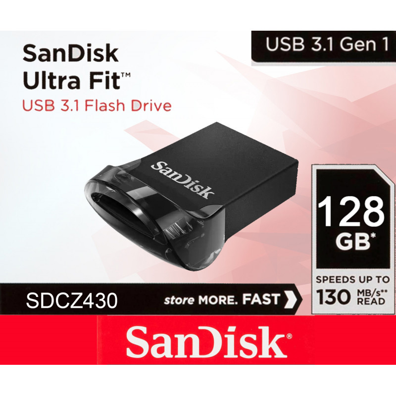 straf punkt grinende SanDisk Ultra Fit™ USB 3.1 Flash Drive 128GB -High-speed, plug-and-stay  storage for your device (SDCZ43)
